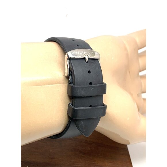 Philip Stein Men's Watch Teslar Quartz Dual Time Chronograph Leather Strap 37mm - Picture 10 of 14